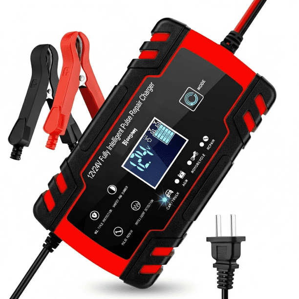 Mantenedor Cargador Bloosom Inteligente Batería 12v 24v Negro con Rojo