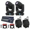 (2) Chauvet DJ Intimidator Hybrid 140SR Moving Heads+Bags+Remotes+Controller