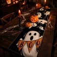 thumbnail image 5 of Voglyf Spooky Ghost Pumpkin Halloween Table Runner, 13脳72 Inch Farmhouse Linen Table Decor With Bat Spider Web Haunted Castle Pattern For Halloween Party Dining Table Centerpiece(#A), 5 of 8