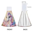 thumbnail image 3 of Haosy 2 Pack Kitchen Wash Cloths with Hanging Loops Absorbent Absorbent Quick Drying Hand Towels, Colorful Cute Unicorn and Flower, 3 of 7