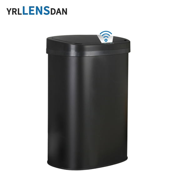 YRLLENSDAN Kitchen Tall Trash Can 13 Gallon Size Touchless Trash Can Motion Sensor Trash Can with Lid Odor-free Automatic Garbage Can 13 Gallon Waterproof Stainless Steel Trash Bin, Black