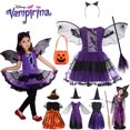 thumbnail image 2 of Disfraz de bruja vampiro para Halloween para niñas pequeñas, disfraz de princesa para cosplay, ropa de fiesta de carnaval con diadema y alas, 2 of 5