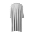 thumbnail image 4 of Timegard Mens Robe V Neck Button down Shirts Long Sleeve Loose Nightgown Casual Comfy Bathrobe with Pockets, 4 of 4