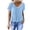 Light Blue, variant on Elegant Pleated V-Neck Top Women's Short Sleeve Loose Fit Blouse with Ruched Neckline Casual Solid Color Shirt for Daily and Dating Wear