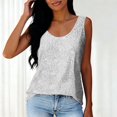 thumbnail image 2 of Fgnfyis Tank Tops for Women Carnival Fashion Sequin Neck Sequin Sleeveless Tanks Blouses Womens Tops Silver XXL, 2 of 6