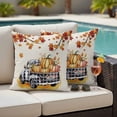 thumbnail image 4 of Fall Thanksgiving Outdoor Waterproof Pillow Covers, Rustic Orange Pumpkin Maple Leaf Decorative Square Throw Pillowcase Sofa Cushion Sham for Patio/Couch/Chair, 26"x26" 2 Pack, 4 of 8