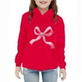 thumbnail image 4 of Red Kids Girls Hooded Sweatshirt 2-7T, 100% Polyester Bow Print Pullover Hoodie, Easy Care Machine Washable Lightweight for Active Play,Size 2 T, 4 of 6