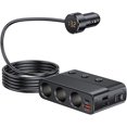 thumbnail image 1 of Divisor de encendedor de cigarrillos para automóvil, Cargador de automóvil de 3 enchufes con puertos de carga PD/QC 3.0, 3 interruptores independientes USB de 128 W 12 V/24 V Adaptador divis, 1 of 5