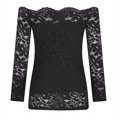 thumbnail image 5 of APEXFWDT Women Long Sleeve Boat Neck Tops Blouses Trendy Slim Fit Floral Lace Shirts for Women Casual Solid Basic Shirts, 5 of 6