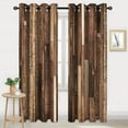thumbnail image 2 of Rustic Wooden Brown Blackout Curtains, Retro Farmhouse Wood Board Door Living Room Bedroom Decor Thermal Curtain Darkening Grommet Window Drapes 42"W x 96"L (Pack of 2), 2 of 6