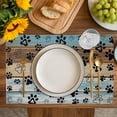 thumbnail image 4 of Cute Dog Claws Placemats Set of 6, Farmhouse Blue Wooden Puppy Pawprints Placemats for Dining Table, Place Mats for Kitchen Tabletop, Waterproof Wipeable Dining Table Mats Set, 4 of 9