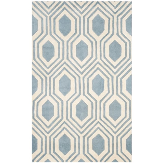 Safavieh Chatham 5' X 8' Hand Tufted Wool Rug in Blue and Ivory