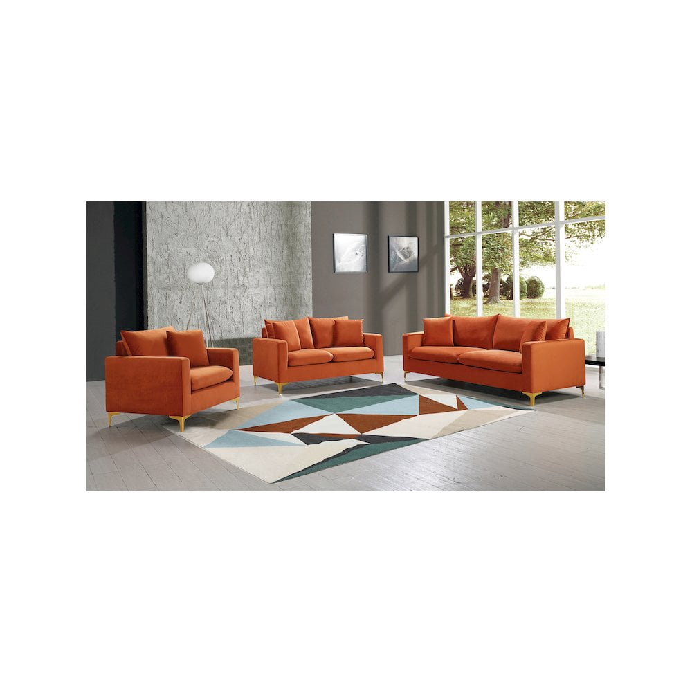 Meridian Furniture Naomi Cognac Velvet Loveseat