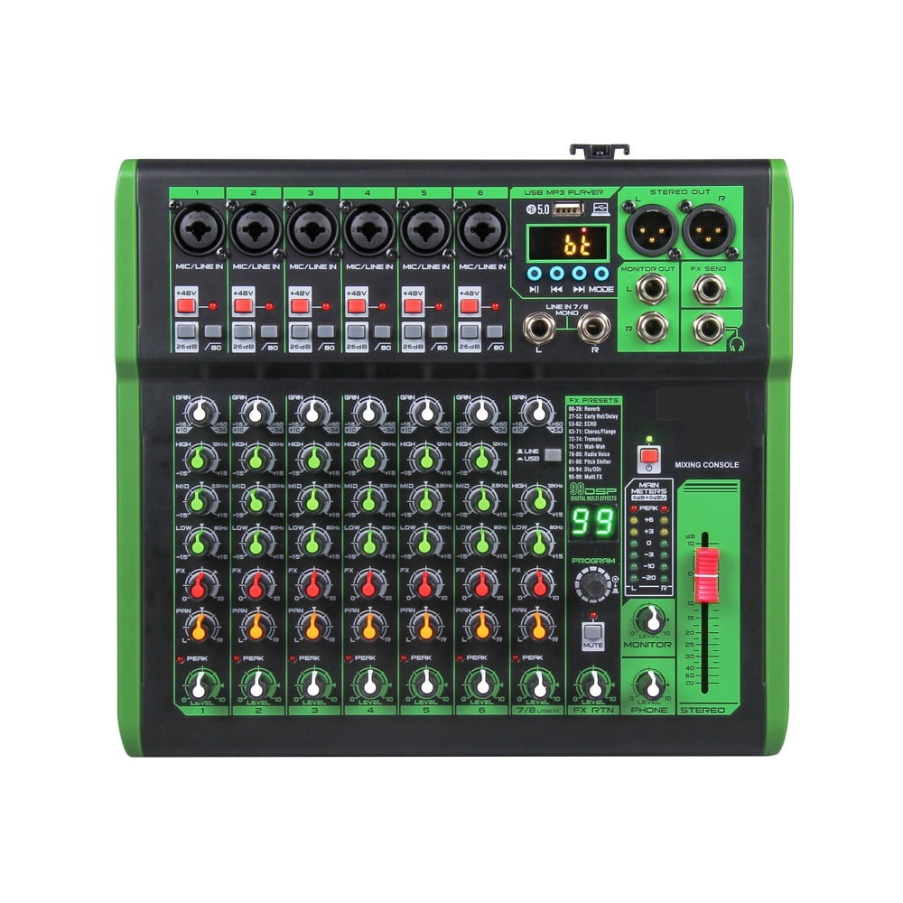 Mixer DJ Console with 99 DSP Digital Effect 48V Phantom Power USB MP3