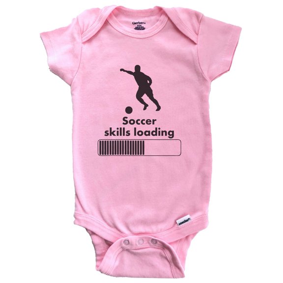 Soccer Skills Loading Funny Baby Bodysuit (Pink), 0-3 Months