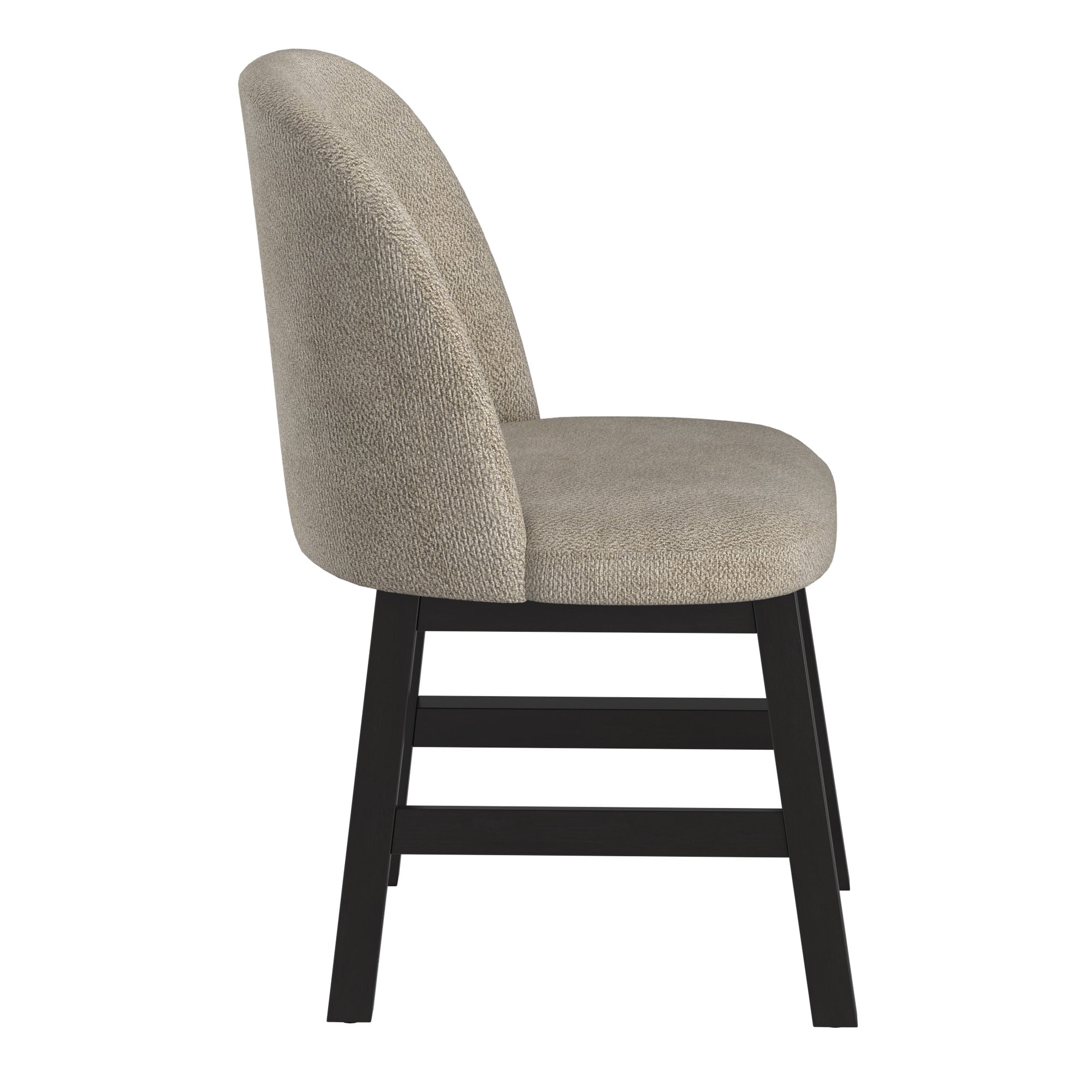 Weston Home Alta Wood Finish Taupe Fabric Curved Low Back Dining Chair, Set of 2, Black Oak