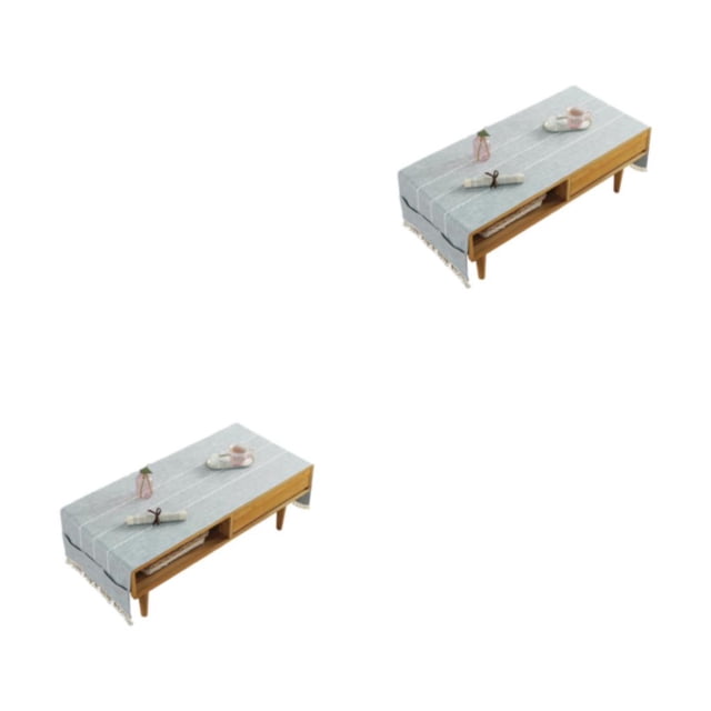 Wosthever Mantel de lino de algodón Manteles individuales resistentes a las manchas Almohadilla de flecos de escritorio Mantel Comedor Balcón 60*160 cm, azul gris 2Conjunto