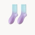thumbnail image 2 of QLEICOM Socks for Women,Unisex Mid-Crew Socks with Color Gradient for Athletic Wear and Fashion Style Colorful Socks Great for Running Gym and Everyday Streetwear Purple, 2 of 4