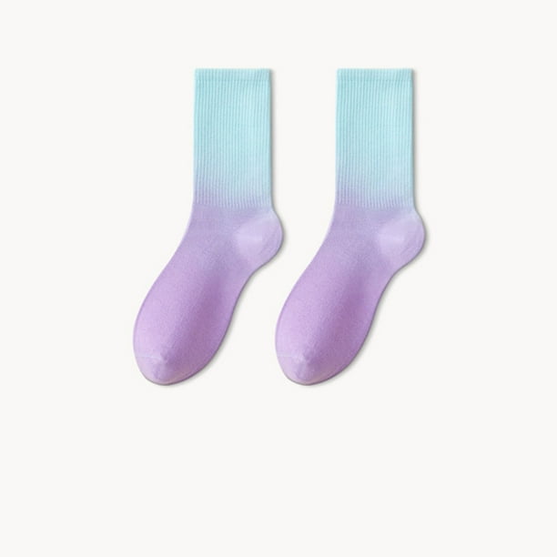 Calcetines unisex degradados de media pantorrilla, calcetines deportivos coloridos para mujer, calcetines de nailon