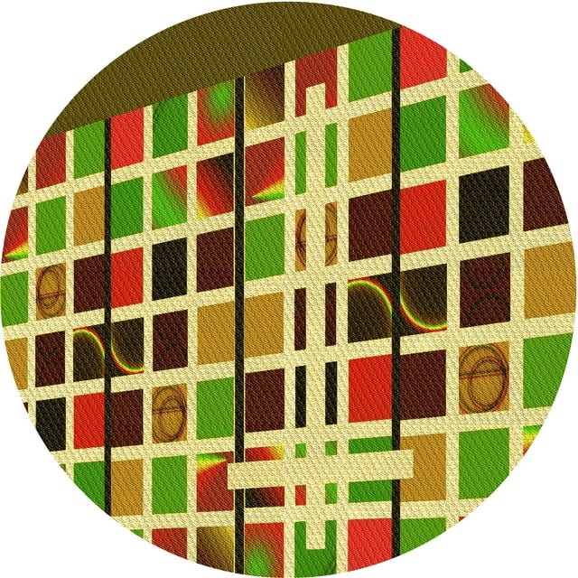 Ahgly Company Tapis Rond Lavable en Machine Intérieur Transitionnel Vert, 5 Pieds Rond