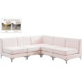 thumbnail image 3 of Meridian Furniture Alina Pink Velvet Modular Sectional, 3 of 17