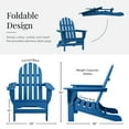 thumbnail image 4 of DuroGreen Folding Adirondack Chair Set Made With All-Weather Tangent Lumber, 2 Chairs, 1 Side Table, Oversized, High End Patio Furniture for Porch, Lawn, Deck, No Maintenance, USA Made, Royal Blue, 4 of 8