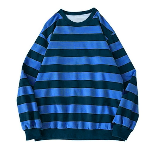 Hauts d'Hiver pour Femmes Hommes Automne Hiver Col Rond Chandail à Rayures Chandail à Enfiler Hauts à Manches Longues