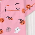 thumbnail image 5 of Curuila Toddler Girls Halloween Pajamas Set Short Sleeve Hallowmas Cartoon Print Lapel Button Down Pjs Tops With Shorts For Party Fashionable Homewear Pink Size 9-10 Years, 5 of 9