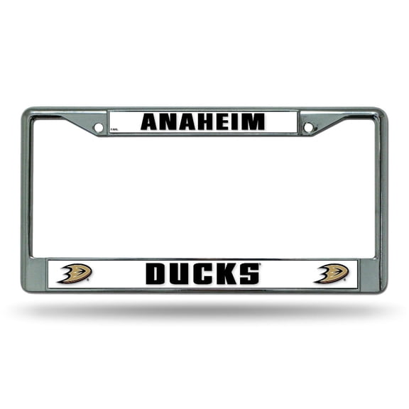 Anaheim Hockey Ducks - 12" x 6" Standard Size - Chrome Metal License Plate Frame