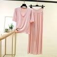 thumbnail image 2 of UAMVSH Women's Plus Size Pajama Sets Loose V Neck Short Sleeve Top with Drawstring Pants Pjs Set 2 Piece Soft Nightwear, 2 of 5