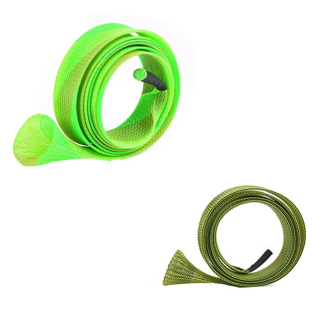 2Pcs/set Fishing Rod Cover Pole Sleeve Flat Pointed End Spinning Fishing  Stick Sock,Army Green + Green Yellow 