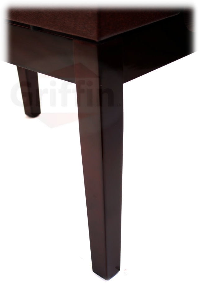 Brown Leather Piano Bench - Griffin Keyboard Seat Wood Vanity Chair Guitar Stool