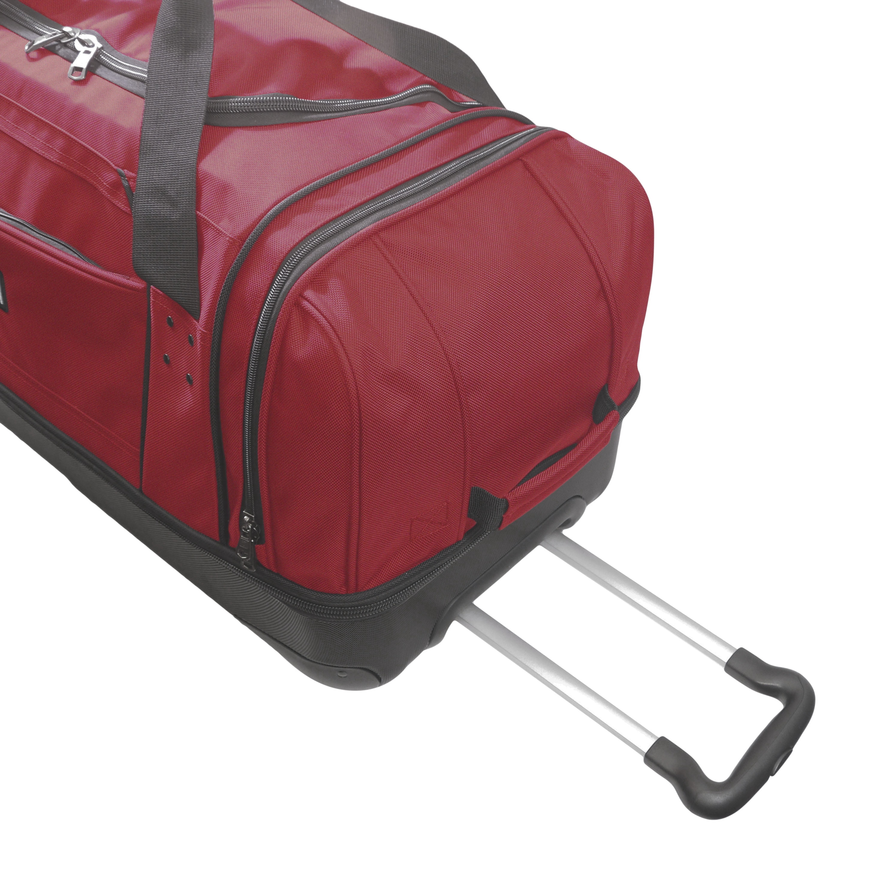 FUL Workhorse 30-Inch Rolling Duffel Bag, Split-Level Travel Luggage with Hardshell Base and Wheels, Dark Red