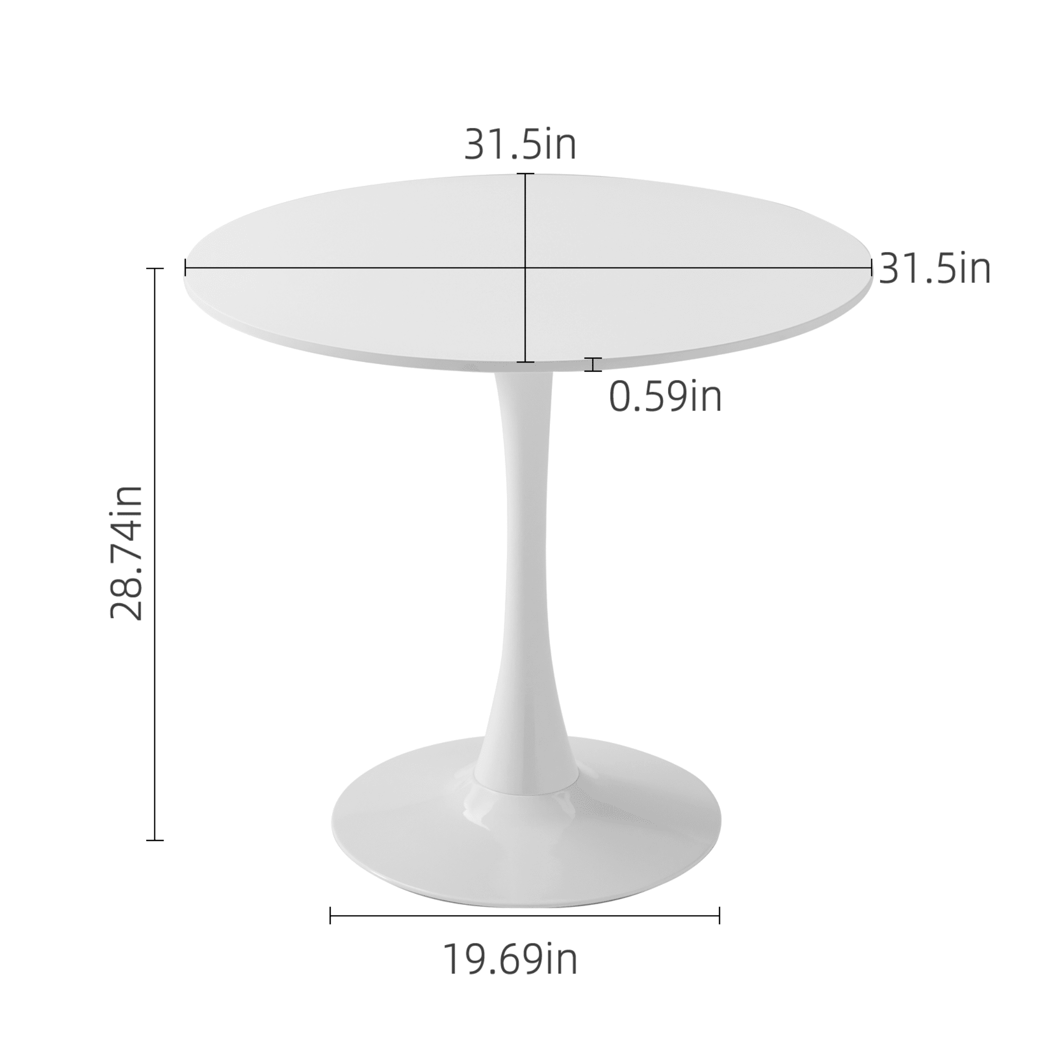 Homy Casa 31.5" Modern Round Dining Table for 2, Pedestal Kitchen Table for Small Spaces, White