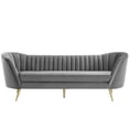 thumbnail image 3 of Modway Opportunity Vertical Channel Tufted Curved Velvet Sofa in Gray, 3 of 7