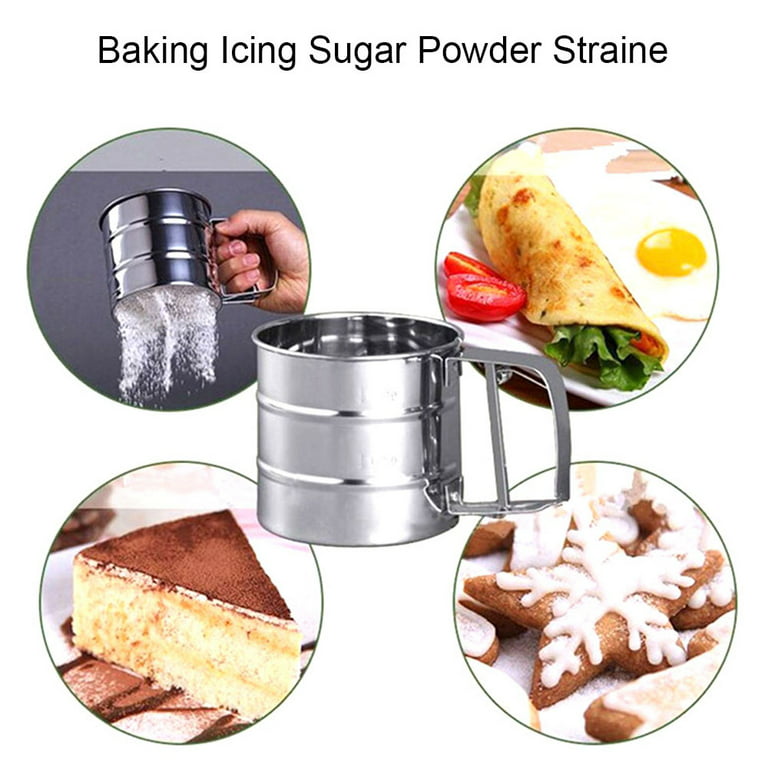 1 Liter Handheld Electric Flour Sieve Icing Sugar Powder Stainless Steel  Flour Screen Cup Shaped Sifter Kitchen Pastry Cake Tool - AliExpress