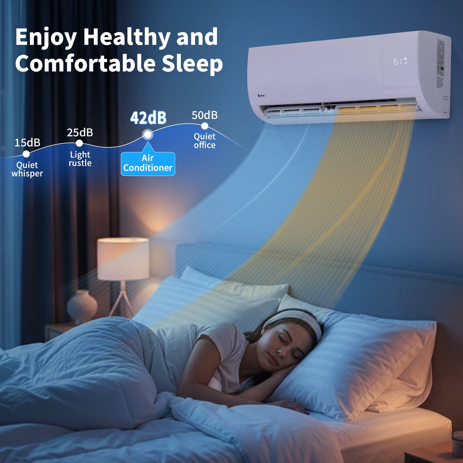 Ktaxon 9000BTU/19SEER2 Split Air Conditioner With Cooling/Heating 9000BTU Dehumidification Energy Saving Wall Split Unit White