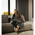 thumbnail image 2 of Premier Luxury Gray Stripe Faux Fur Throw Blanket, 2 of 4