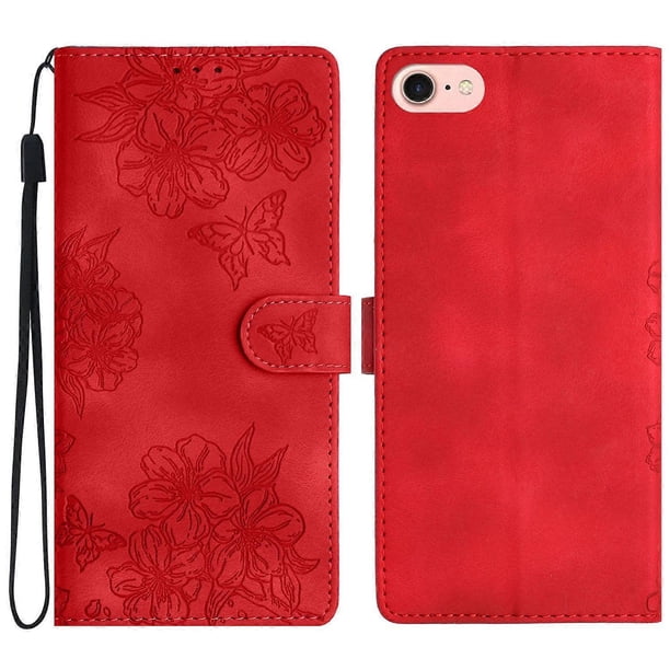 For iPhone 16e Case Butterfly Flower Pattern Skin-Touch Leather Phone Cover - Green