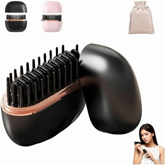 Mini Straightener, Rechargeable Portable Hair Straightener Brush, Fast Heating Hot Comb for Home Travel Gift, Anti Scald Shell, Lightweight and Portable, 3-Speed Temperature Control(Pink,1pc)