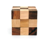 Wooden Snake Cube Puzzle Magic 3D Brain Teaser Children Twist Toy 3 x 3 x 3 inches