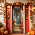 thumbnail image 6 of Fall Door Cover Thanksgiving Door Cover 35X78Inch Autumn Maple Leaves Pumpkin Door Banner for Front Door Farmhouse Harvest Festival Photo Background Decorations for Thanksgiving Holiday Party, 6 of 7