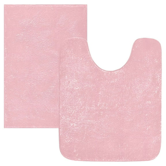 Ryvnso Solid Pink Bathroom Shaggy Rugs Toilet Mat Soft Contour Rug