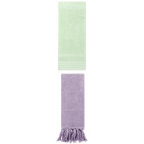 Unique Bargains 2 Pack Striped Tassels Hand Towels for Bathroom 14" x 30" Purple/Green