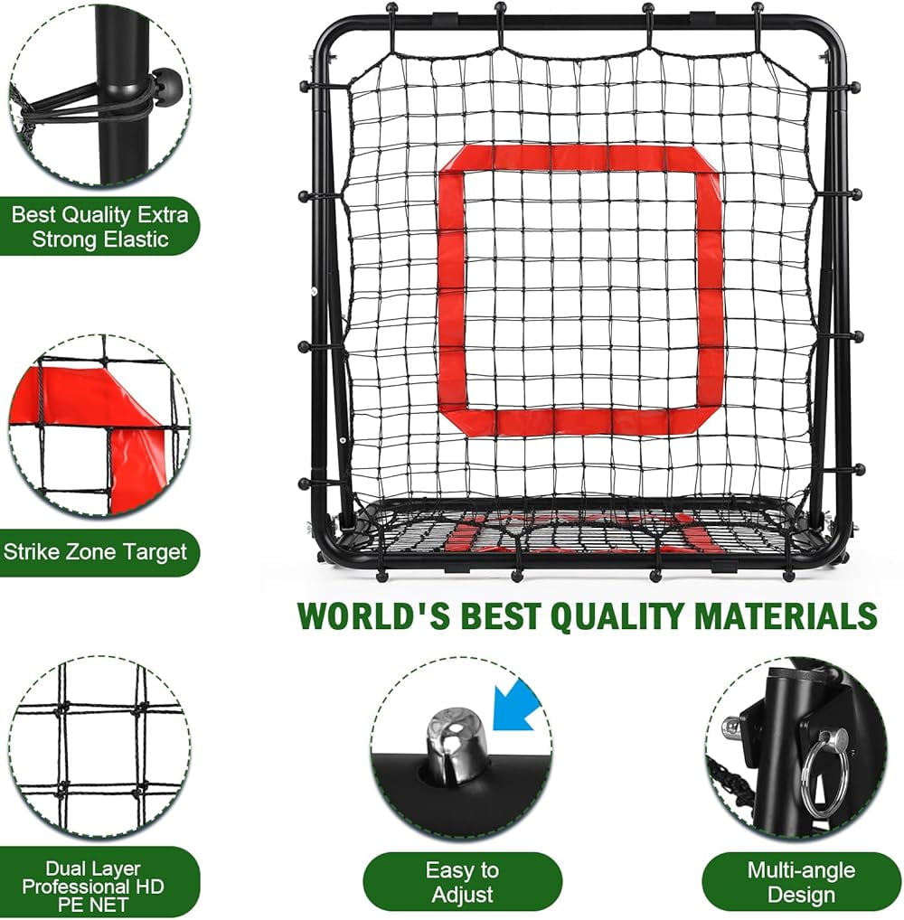 Ball Game Rebounder Net for Pitching Practice, Rebounder Net for Any Age Baseball/Softball Player, Easy to Assemble, High Stretch Net, Outdoor/Indoor Available, Free Throw Shooting