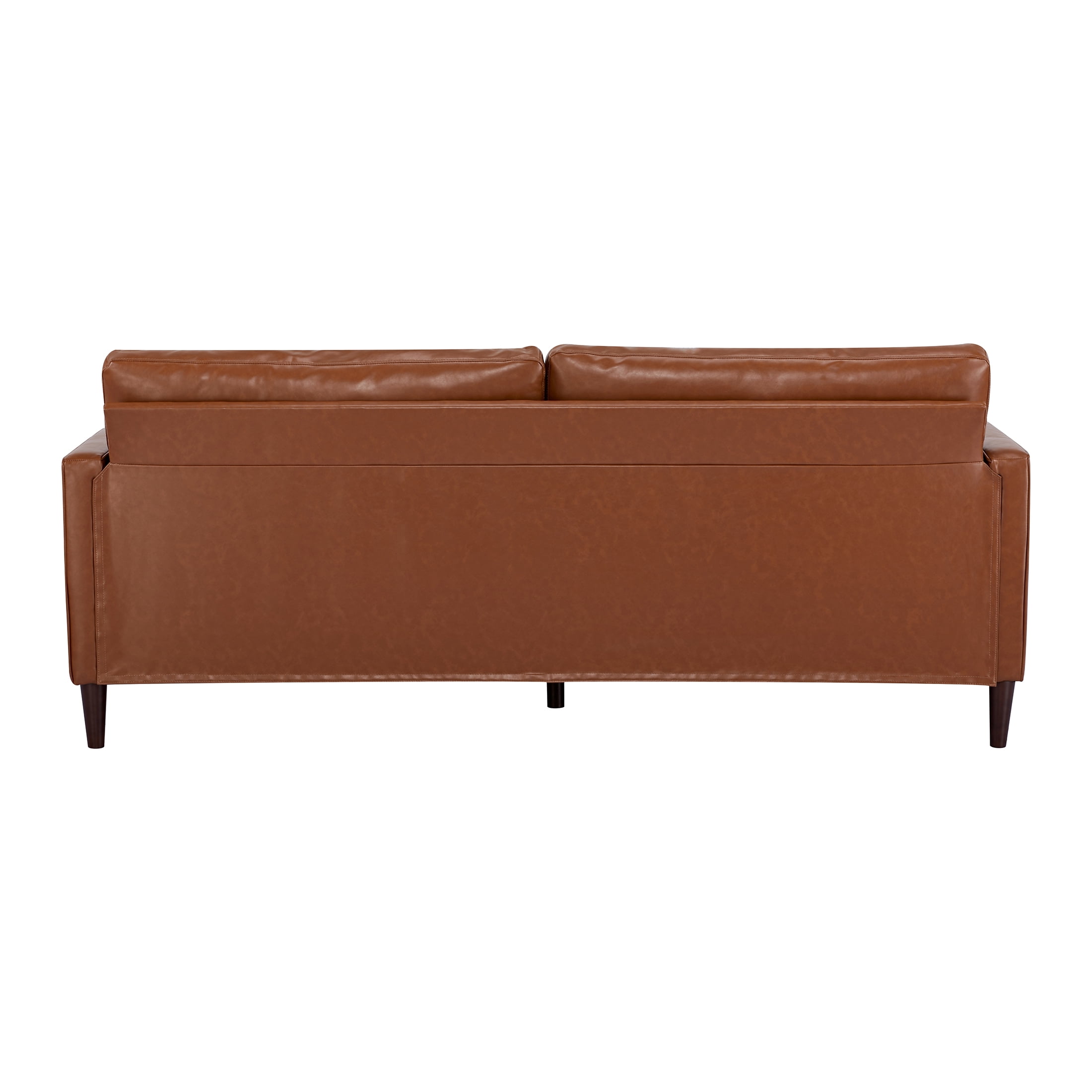 A&D Home Anza 3-Seater Tufted Faux Leather Sofa, Cognac Brown