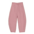 thumbnail image 4 of Women's Solid Color Sweatpants with Pull Rope Waist, Barrel Round Scimitar Wide Leg Design, Casual Pocket Details, Athletic Pants for Daily Wear, Sports and Lounge Activities Pink XXL, 4 of 10