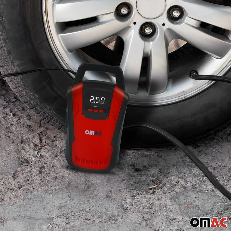 OMAC Car Tire Pump, Cigarette Lighter Tire Inflator, 12V, Portable Air  Compressor, Air Pump, Digital Pressure Gauge,150PSI, LED Light, Red