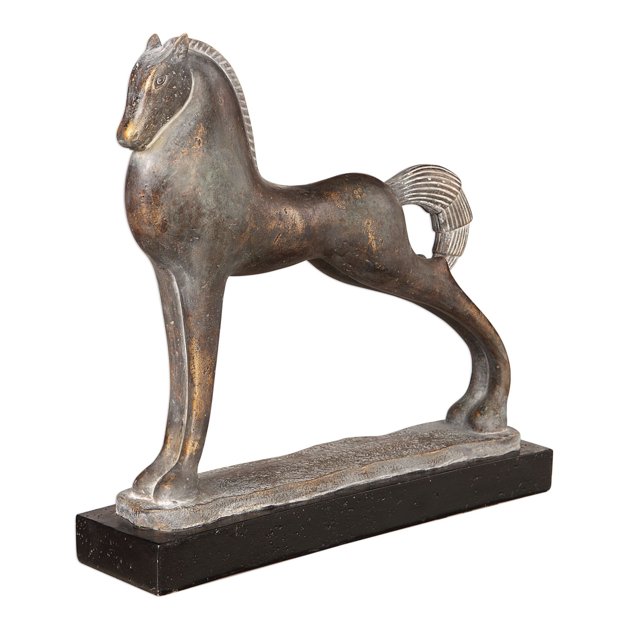 Uttermost 18990 Epeius 14 3/4" Wide Etruscan Style Resin Horse Statue