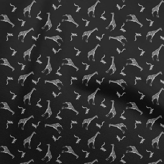 oneOone Cotton Cambric Black Fabric Giraffe Sewing Fabric By The Yard Printed Diy Clothing Sewing Supplies 42 Inch Wide